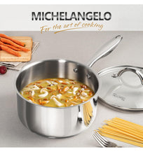 Load image into Gallery viewer, MICHELANGELO 3 Quart Saucepan with Lid, 18/10 Stainless Steel Sauce Pan with Tri-Ply Bottom, 3QT Sauce Pot, Induction Compatible