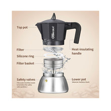 Load image into Gallery viewer, Espresso Maker Moka Pot, Black OGNI ORA Stovetop 6 Cup(300 ml) & 1-Caffe Borbone Ground Coffee – 8.8 oz Freshly Roasted – Miscela