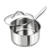 Load image into Gallery viewer, MICHELANGELO 3 Quart Saucepan with Lid, 18/10 Stainless Steel Sauce Pan with Tri-Ply Bottom, 3QT Sauce Pot, Induction Compatible