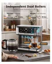 Load image into Gallery viewer, AIRMSEN 12-Cup Programmable Coffee Maker – Single Serve Machine for K-Cup Pods & Ground, 1000W Fast Brew, Delay Start, 2H Keep Warm, Touchscreen, 60oz Tank, Glass Carafe – Home & Office
