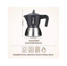Load image into Gallery viewer, Espresso Maker Moka Pot, Black OGNI ORA Stovetop 6 Cup(300 ml) & 1-Caffe Borbone Ground Coffee – 8.8 oz Freshly Roasted – Miscela