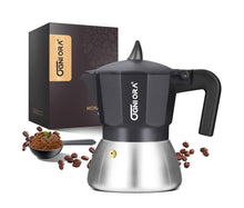 Load image into Gallery viewer, Espresso Maker Moka Pot, Black OGNI ORA Stovetop 6 Cup(300 ml) & 1-Caffe Borbone Ground Coffee – 8.8 oz Freshly Roasted – Miscela