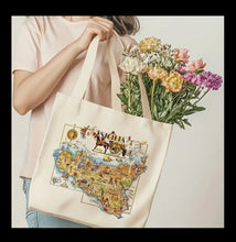 Load image into Gallery viewer, Sicily, Italy Map Canvas Tote Bag – Foldable, Machine Washable, Reusable Grocery Shoulder Bag Durable & Stylish for Shopping,  (13x15 in)
