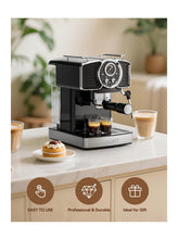 Load image into Gallery viewer, Espresso Machine 20 Bar, Professional Espresso Maker with Milk Frother Steamer Wand, Espresso Coffee Machine Black, Cappuccino & Latte Machine for Home, Retro, 1.8L Removable Water Tank
