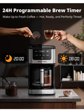 Load image into Gallery viewer, AIRMSEN 14-Cup Programmable Drip Coffee Maker – 1000W Fast Brewing Coffee Machine with Timer, Delay Start & 2H Keep-Warm, 73oz Tank, Touchscreen & Glass Carafe