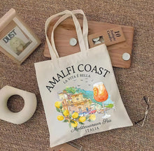 Load image into Gallery viewer, Italy Canvas Tote Bag - Amalfi Coast Scene