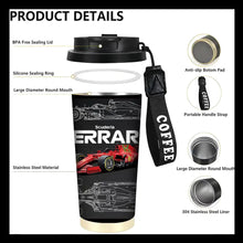 Load image into Gallery viewer, Scuderia Ferrari - Race Water Bottle - Brushed Steel - 1pc 18oz Stainless Steel Travel Mug with Lid