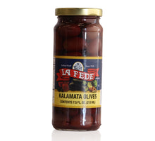 Load image into Gallery viewer, La Fede Kalamata Olives,   8oz. Jars (12 Per Case)