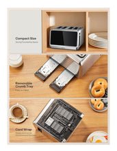 Load image into Gallery viewer, Yabano 4-Slice Toaster with Smart Touch Control, 6 Shade Levels & 6 Bread Settings, Extra Wide Slot for Bagels/English Muffins, Compact Design with Removable Crumb Tray
