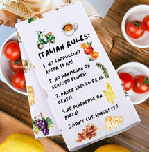 Load image into Gallery viewer, Italian Kitchen Towels and Hand Towel, Chef Gifts, Rules Dish Towel