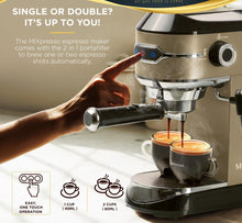 Load image into Gallery viewer, Professional Espresso Machine for Home 15 Bar with Milk Frother Steam Wand, Espresso Maker with Double-Cup Splitter 1450w Fast Heating, Cappuccino and Latte machine 37Oz Water Tank (Also get 2 Bricks of Ground Espresso)