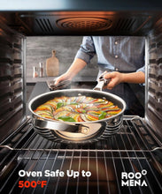 Load image into Gallery viewer, Roo*Mena / Nonstick Sauce Pan with Lid, Non-Toxic Tri-Ply Hybrid Ceramic Saucepan, 2.5 Quart Stainless Steel Pans, PFAS/PFOA/PTFE Free, Dishwasher & Oven Safe, Induction Compatible