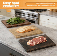 Load image into Gallery viewer, Book Cutting Board Set,100% Acacia Wood,Each Set Comprises Three Pieces, Including a Wooden Stand.Cheese, Bread and Grilled Meat Display