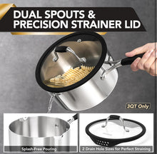 Load image into Gallery viewer, MICHELANGELO Triply Stainless Steel Saucepan Set with Strainer Lid, Heavy-duty Sauce Pan with Lid, Multipurpose Sauce Pot Induction Compatible - 1QT & 2QT & 3QT