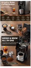 Load image into Gallery viewer, AIRMSEN Grind & Brew Coffee Maker with Grinder - Single Serve Machine Compatible with K-Cup Pods & Ground Coffee, 1000W