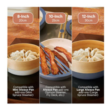 Load image into Gallery viewer, Our Place 8-Piece Essentials Complete Cookware Set - Ceramic Fry Pan Trio & Modular Rack Storage | Nontoxic Thermakind™ Nonstick, Oven Safe up to 450°F & Compatible with All Cooktops | Char