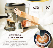 Load image into Gallery viewer, Professional Espresso Machine for Home 15 Bar with Milk Frother Steam Wand, Espresso Maker with Double-Cup Splitter 1450w Fast Heating, Cappuccino and Latte machine 37Oz Water Tank (Also get 2 Bricks of Ground Espresso)