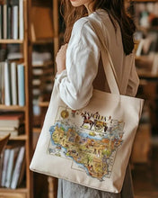 Load image into Gallery viewer, Sicily, Italy Map Canvas Tote Bag – Foldable, Machine Washable, Reusable Grocery Shoulder Bag Durable & Stylish for Shopping,  (13x15 in)