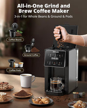 Load image into Gallery viewer, AIRMSEN Grind & Brew Coffee Maker with Grinder - Single Serve Machine Compatible with K-Cup Pods & Ground Coffee, 1000W
