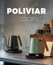 Load image into Gallery viewer, POLIVIAR Electric Gooseneck Kettle, 1350W Electric Tea Kettle Wood Pattern Handle..