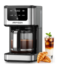 Load image into Gallery viewer, AIRMSEN 14-Cup Programmable Drip Coffee Maker – 1000W Fast Brewing Coffee Machine with Timer, Delay Start & 2H Keep-Warm, 73oz Tank, Touchscreen & Glass Carafe