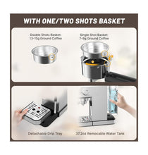 Load image into Gallery viewer, Rounexes 20 Bar Espresso Machine, Semi-Automatic Espresso Maker with Pressure Gauge & Touch Screen, Single Shot Professional Coffee Maker for Home Use, Compact Design with Milk Frother