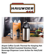 Load image into Gallery viewer, 4L Airpot Coffee Carafe Thermal for Keeping Hot,Airpot Thermal Coffee Dispenser with Pump,Double Walled Vacuum Insulated 304 Stainless Steel Beverage Dispenser Lever Action for Hot/Cold
