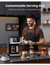 Load image into Gallery viewer, AIRMSEN 14-Cup Programmable Drip Coffee Maker – 1000W Fast Brewing Coffee Machine with Timer, Delay Start & 2H Keep-Warm, 73oz Tank, Touchscreen & Glass Carafe