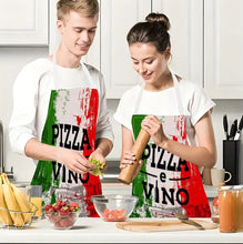Load image into Gallery viewer, Italian Flag Print Chef Apron, Polyester Woven Kitchen Apron with Adjustable Neck, Durable Stain-Resistant Sleeveless Bib Apron for Cooking and Baking