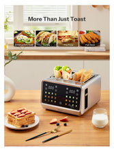 Load image into Gallery viewer, Yabano 4-Slice Toaster with Smart Touch Control, 6 Shade Levels & 6 Bread Settings, Extra Wide Slot for Bagels/English Muffins, Compact Design with Removable Crumb Tray
