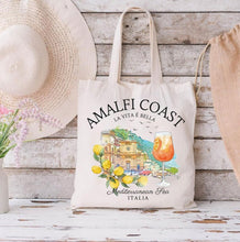 Load image into Gallery viewer, Italy Canvas Tote Bag - Amalfi Coast Scene