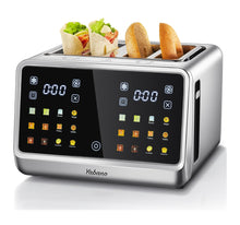 Load image into Gallery viewer, Yabano 4-Slice Toaster with Smart Touch Control, 6 Shade Levels & 6 Bread Settings, Extra Wide Slot for Bagels/English Muffins, Compact Design with Removable Crumb Tray