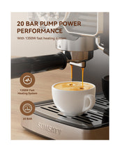 Load image into Gallery viewer, Espresso Machine 20 Bar, Professional Espresso Maker with Milk Frother Steamer Wand, Espresso Coffee Machine Black, Cappuccino & Latte Machine for Home, Retro, 1.8L Removable Water Tank