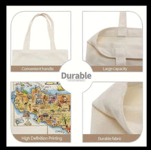Load image into Gallery viewer, Sicily, Italy Map Canvas Tote Bag – Foldable, Machine Washable, Reusable Grocery Shoulder Bag Durable & Stylish for Shopping,  (13x15 in)