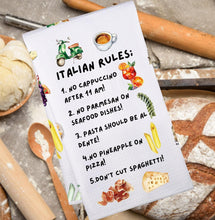 Load image into Gallery viewer, Italian Kitchen Towels and Hand Towel, Chef Gifts, Rules Dish Towel
