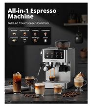 Load image into Gallery viewer, AIRMSEN Espresso Machines with Burr Grinder, 20 Bar, Milk Frother Steam Wand, Stainless Steel Coffee Maker for Home - Cappuccino Latte & Cold Brew Iced Coffee Maker & Americano