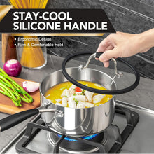Load image into Gallery viewer, MICHELANGELO Triply Stainless Steel Saucepan Set with Strainer Lid, Heavy-duty Sauce Pan with Lid, Multipurpose Sauce Pot Induction Compatible - 1QT & 2QT & 3QT