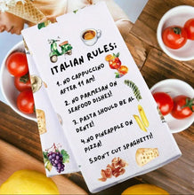 Load image into Gallery viewer, Italian Kitchen Towel and Decor - Hand Towel, Chef Gifts, Rules Dish Towel