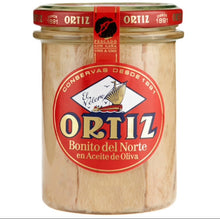 Load image into Gallery viewer, Ortiz White Tuna in Olive Oil, 7.76oz Glass Jar (12-in case)