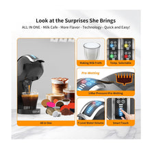 Load image into Gallery viewer, KOTLIE Single Cup Coffee Maker, Multi Capsule Machine Compatible With Various Capsule Types, 4 Temperature Settings, 7 Water Volume Levels,19 Bar(Glossy Black)