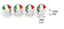 Load image into Gallery viewer, Italian Flag 4-Chrome Auto Tire Valve Stem Cap Cover.