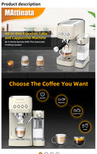 Load image into Gallery viewer, MAttinata Espresso Machine, 20 Bar Cappuccino Machines for Home, Latte Machine with Automatic Milk Frother, Gifts for Him/Her-Beige