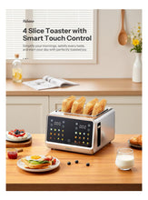 Load image into Gallery viewer, Yabano 4-Slice Toaster with Smart Touch Control, 6 Shade Levels & 6 Bread Settings, Extra Wide Slot for Bagels/English Muffins, Compact Design with Removable Crumb Tray