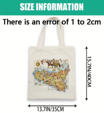 Load image into Gallery viewer, Sicily, Italy Map Canvas Tote Bag – Foldable, Machine Washable, Reusable Grocery Shoulder Bag Durable & Stylish for Shopping,  (13x15 in)