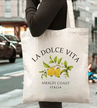 Load image into Gallery viewer, La Dolce Vita Italy’s Amalfi Coast Canvas Tote Bag, Fashionable