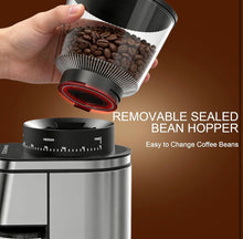 Load image into Gallery viewer, Rounexes Conical Burr Coffee Grinder Electric,Stainless Steel Coffee Grinder for Home, Adjustable Burr Grinder with 30 Grind Settings, Digital Timer & 2-12 Cup Control, Removable Sealed Hopper, Easy Clean