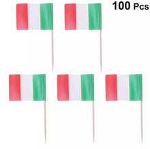 Load image into Gallery viewer, 100 Pcs Italy Flag Italian Toothpick Flags, Small Mini Stick Cupcake Toppers Italian Flags,Country Picks Party Decoration Celebration Cocktail Food Bar Cake Flags