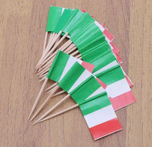 Load image into Gallery viewer, 100 Pcs Italy Flag Italian Toothpick Flags, Small Mini Stick Cupcake Toppers Italian Flags,Country Picks Party Decoration Celebration Cocktail Food Bar Cake Flags