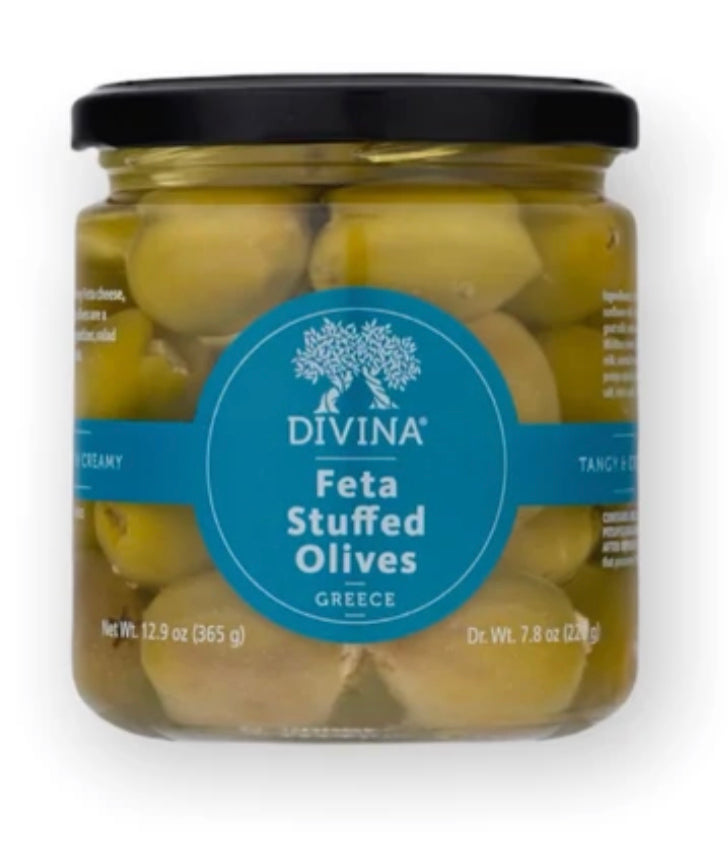 DIVINA FETA STUFFED OLIVES, 7.8OZ (3Jars) Delizioso Gourmet