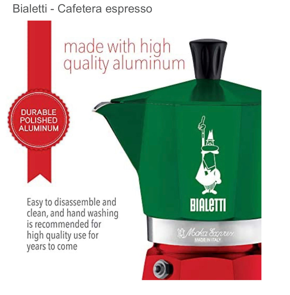 Cafetera Moka Bialetti Express Plateada (6 Tazas de espresso - 270 ml)